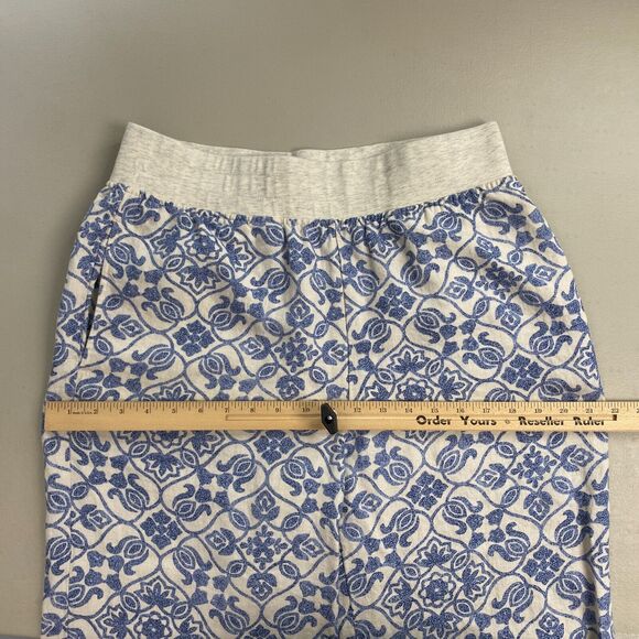 Soft Surroundings 100% Linen Pants Womens Medium Wide Leg Crop Blue Floral 31x26 - Picture 7 of 13